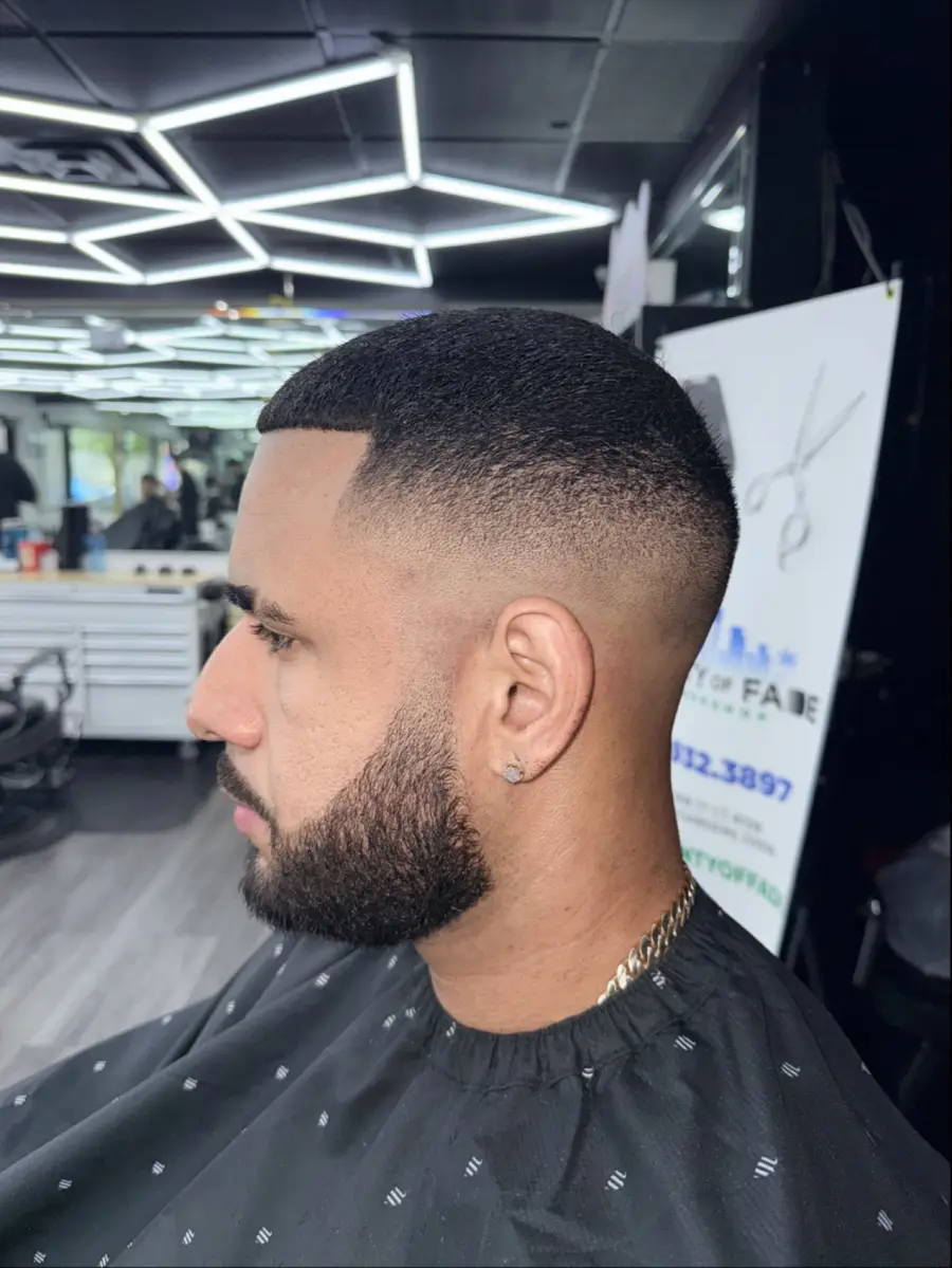 Low fade with full beard